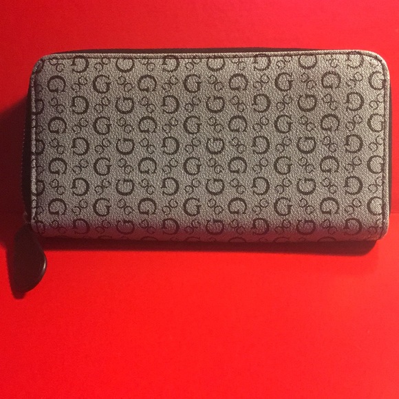 Guess Signature G Monogram Triangle Logo Grey Gray & Black Womens Wallet - Picture 5 of 13